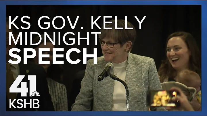 Kansas Gov. Laura Kelly thanks supporters in close...