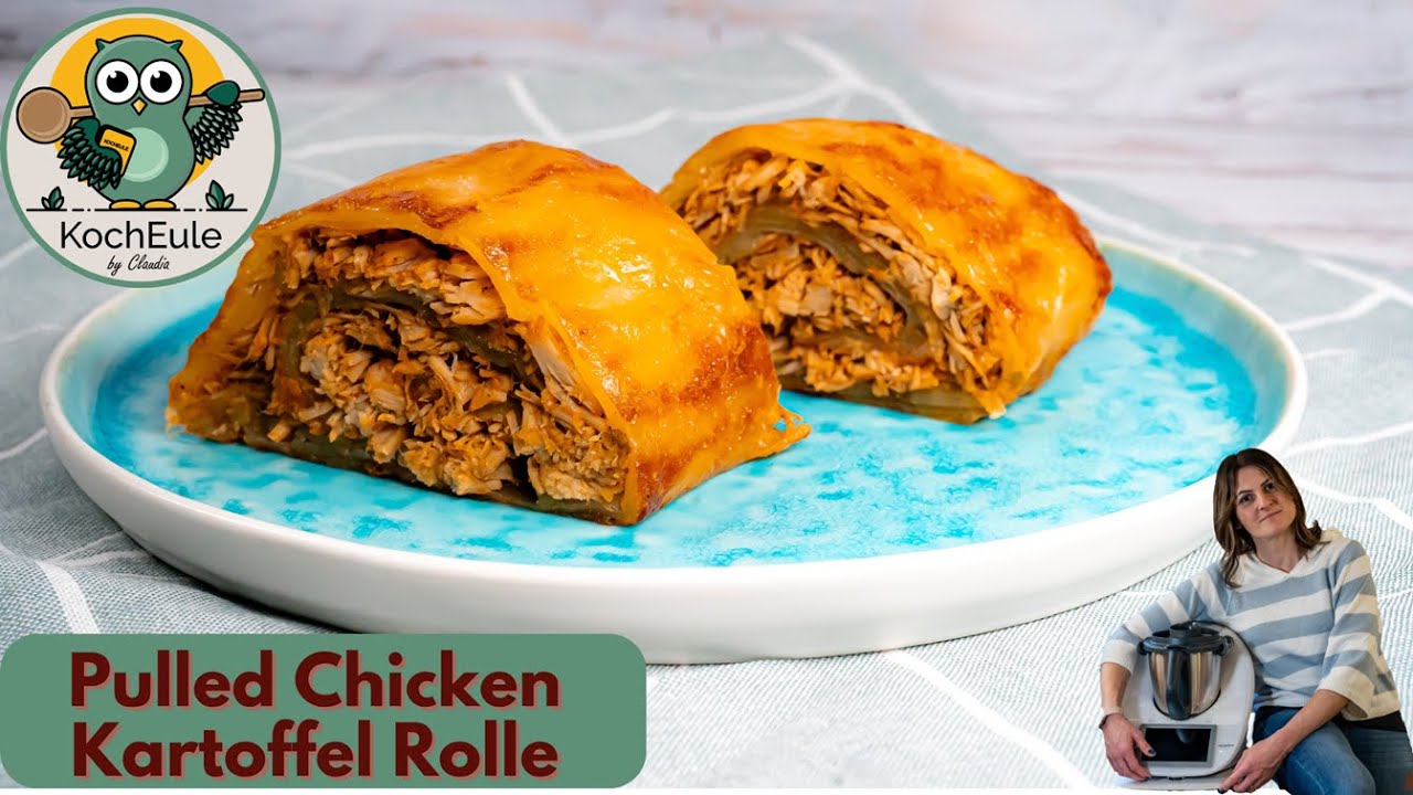 knusprige Pulled Chicken Kartoffel Rolle | Slow Cooking Ofengericht Thermomix® TM6