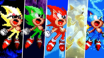 5 Different Super Forms in 5 Sonic Games ~ Sonic 1,2,3, Frontiers, Mania Plus mods ~ Gameplay