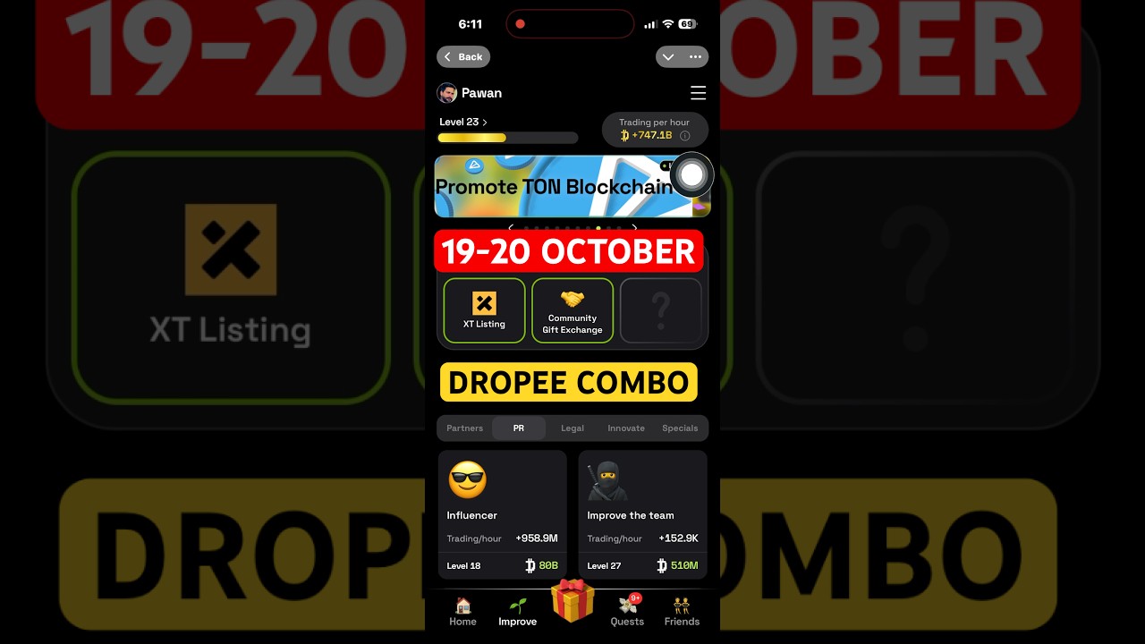 Dropee Daily Combo 19 & 20 October | Dropee Daily Combo  Today | Today Dropee Combo Card |