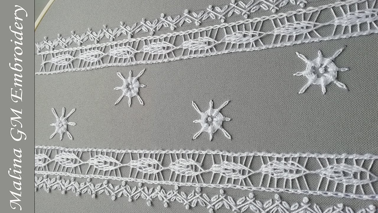 Румынское кружево на ткани | Декоративные кружевные стежки