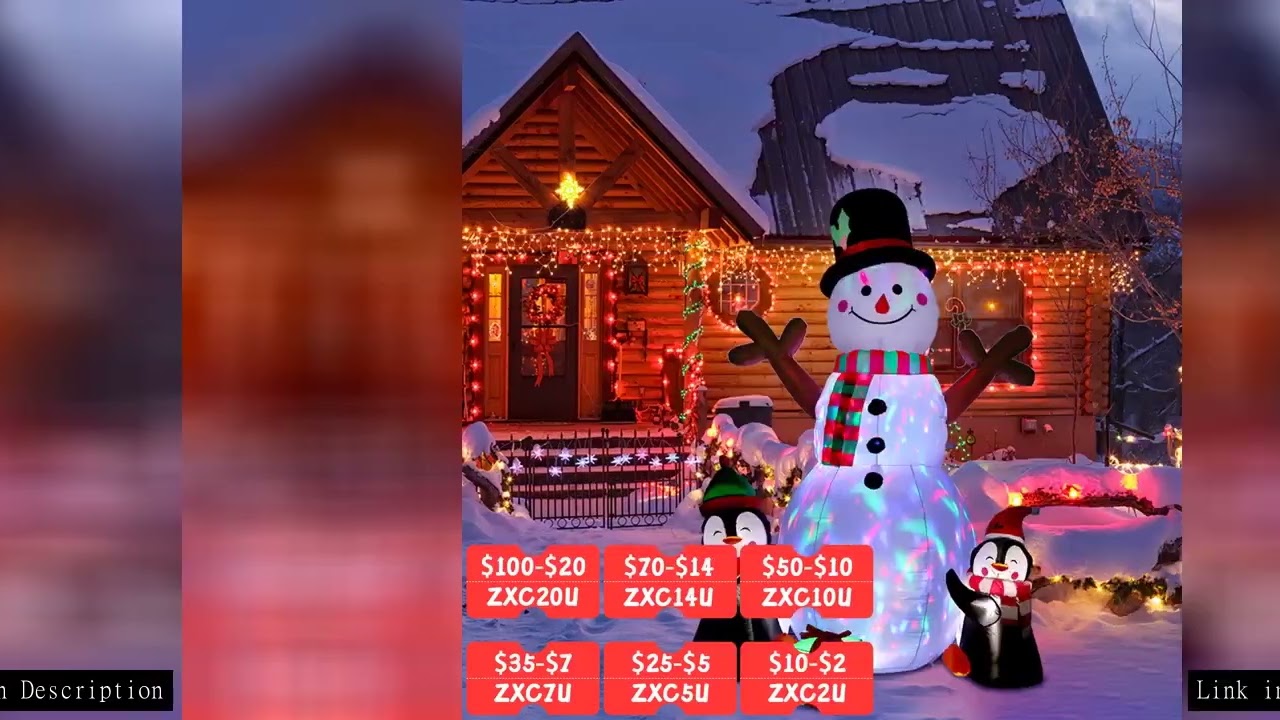 OurWarm 6ft Christmas Inflatables Christmas Decor Outdoor, Inflatable Snowman Penguin Blow Up Decor