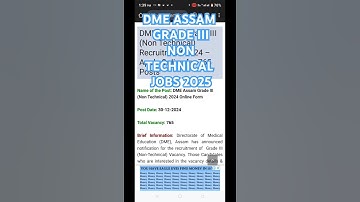 DME ASSAM #NON TECH JOBS#2025