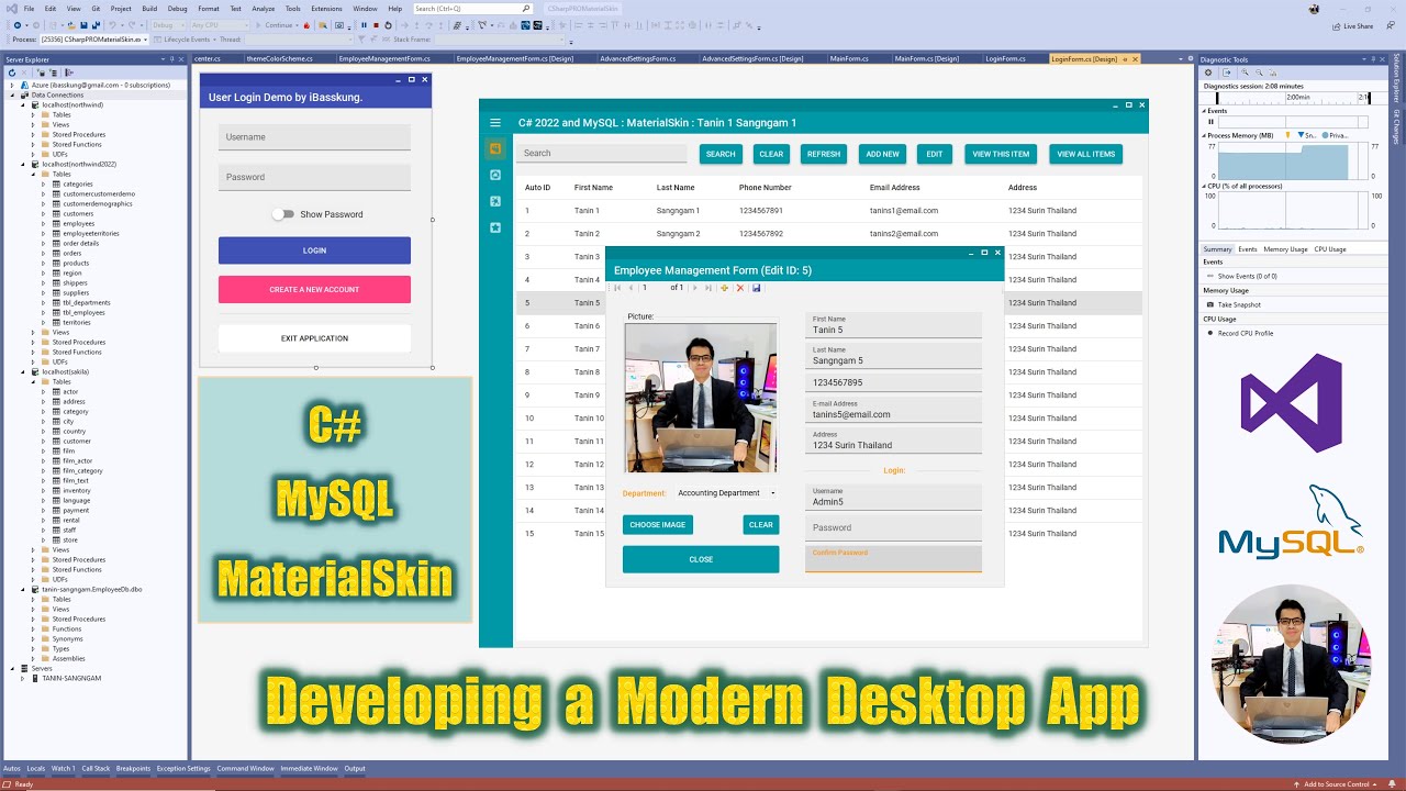 C# MySQL (Modern UI) 6. Building a Simple 