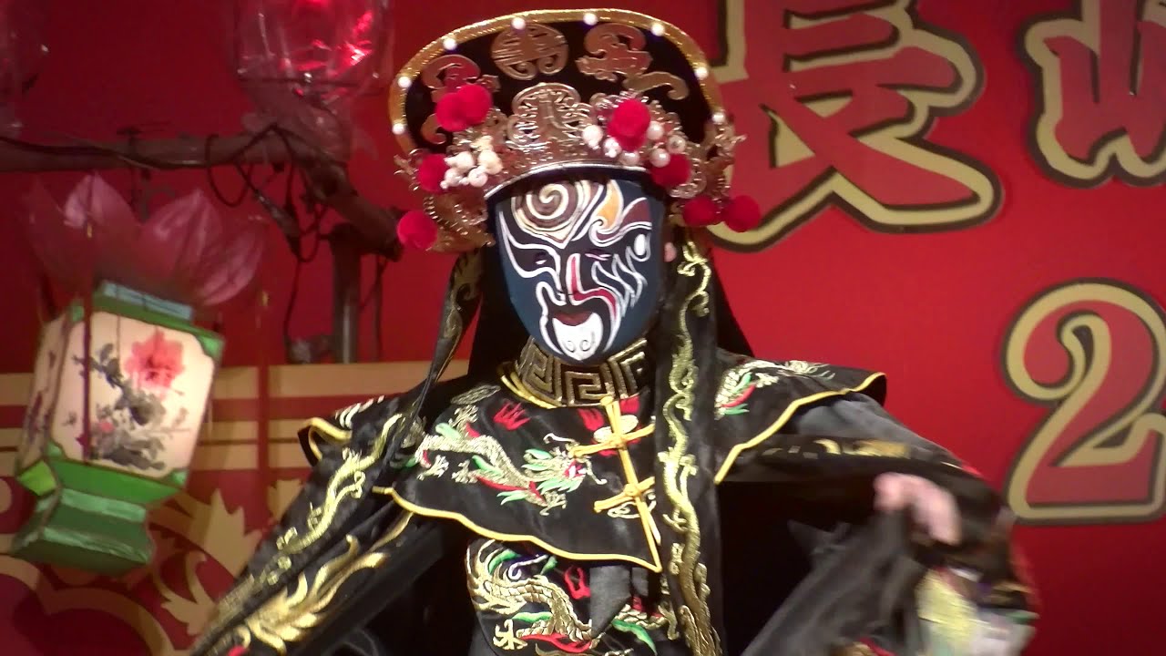 4k 三人変面(川劇+京劇)・昼間の雷豪雨からの奇跡の雨上がりの 中国