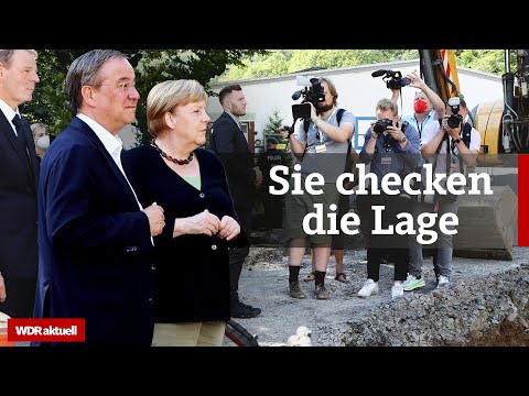 Merkel und Laschet sprechen mit Betroffenen der Flutkatastrophe 2021 | WDR Aktuelle Stunde