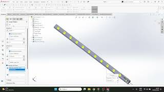 Hole Wizard, linear pattern in SolidWorks