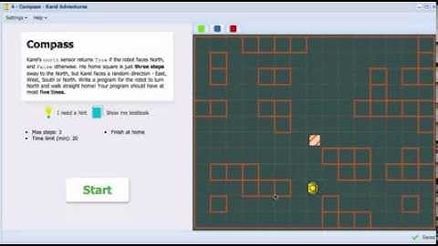 Karel the Robot in NCLab, Version 0.9 - Compass (Yellow Belt 3 - Conditions)
