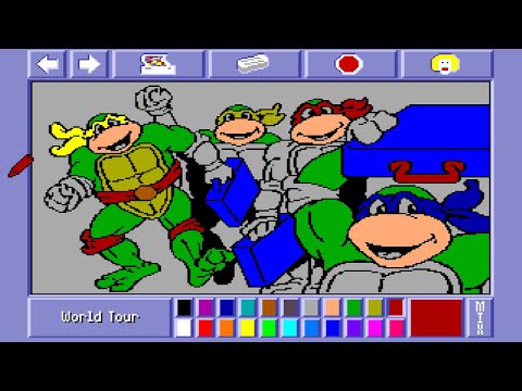 AMIGA Teenage Mutant Ninja Turtles World Tour Coloring Book OCS 1990 Merit Electric Crayon Colouring