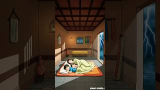 🌧️A Rainy Night, A Father’s Journey Home 🛵🏠❤️ #ghibli #rain #shorts