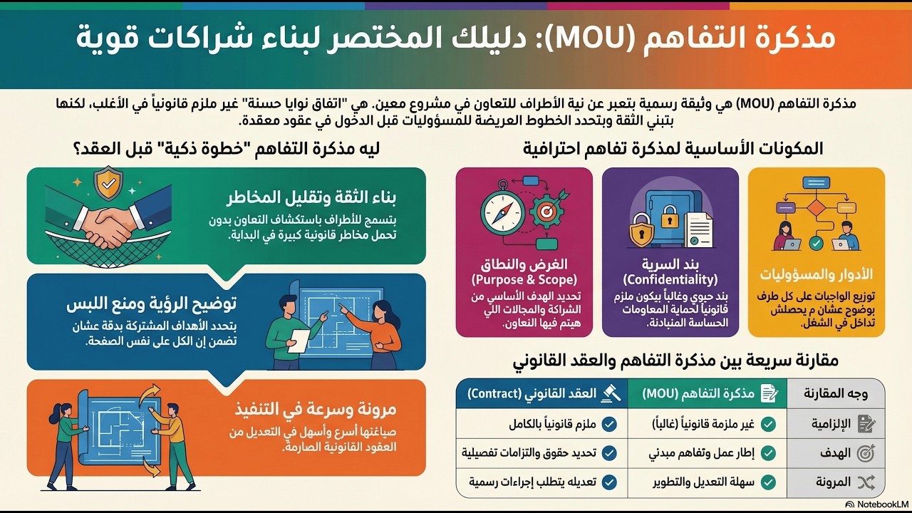مذكرة التفاهم (MOU) – دليلك الاحترافي لبناء شراكات ناجحة قبل توقيع العقد