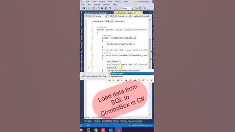 Load Data to ComboBox in C# with SQL #shorts #combobox