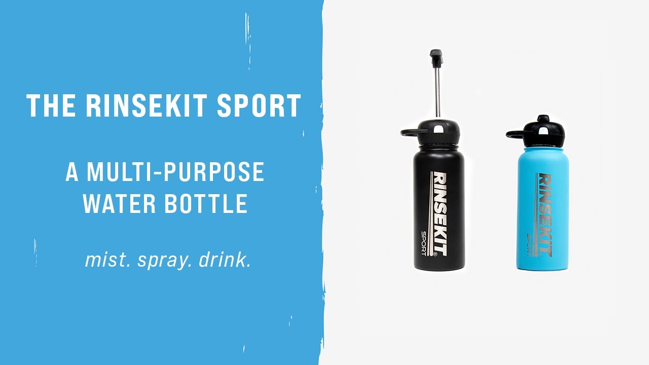 32 oz RinseKit Sport Misting & Spray Water Bottle Black