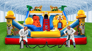 INFLATING A GIANT TRAMPOLINE PARK ENDLESSLY !