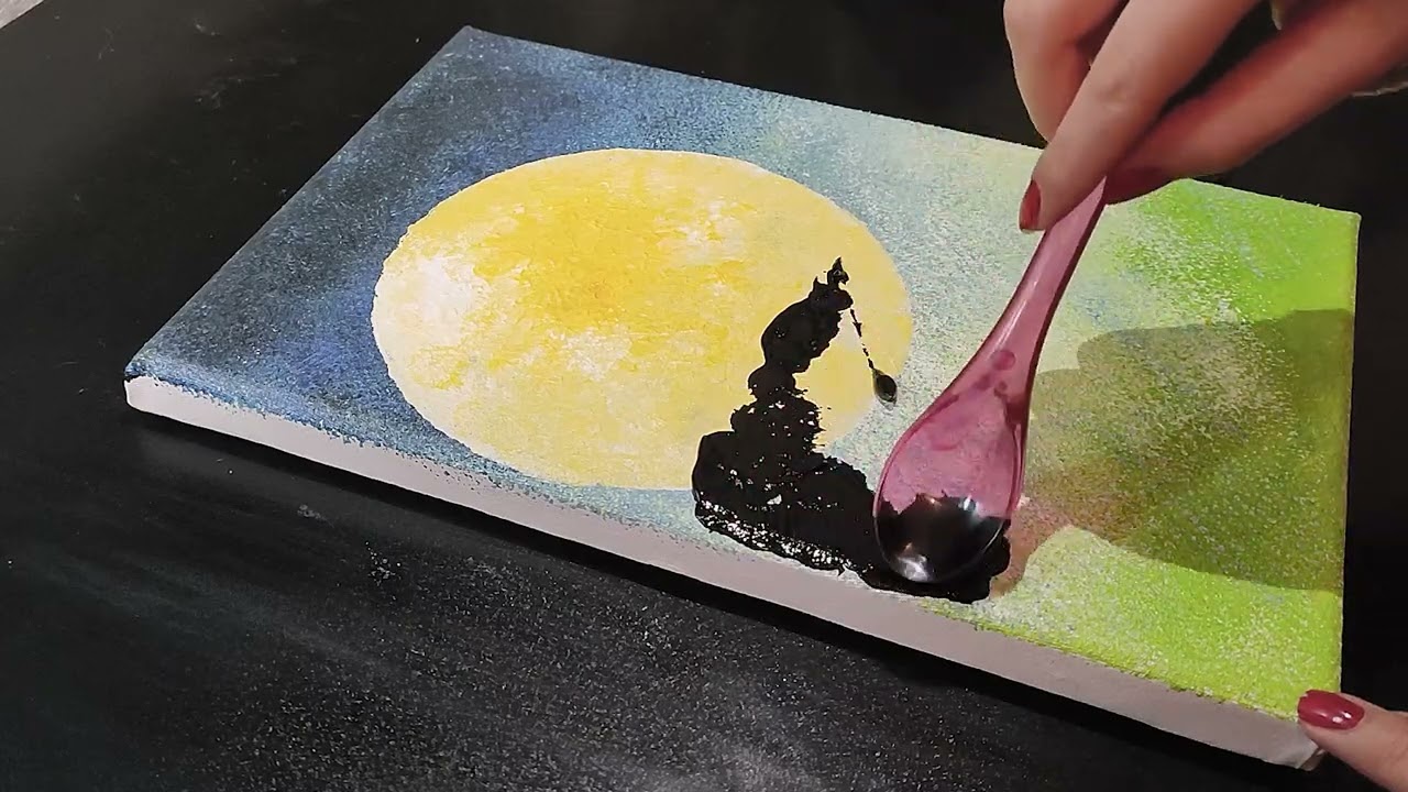How to Draw a Full Moon | Easy Acrylic Painting