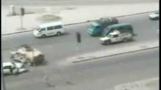 American Tank Crashes Into Car In Iraq