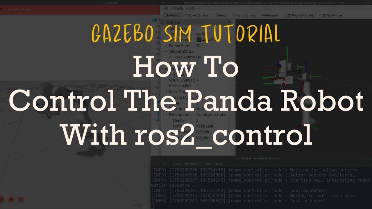 Gazebo Tutorial: Управление роботом Panda с помощью ros2_control