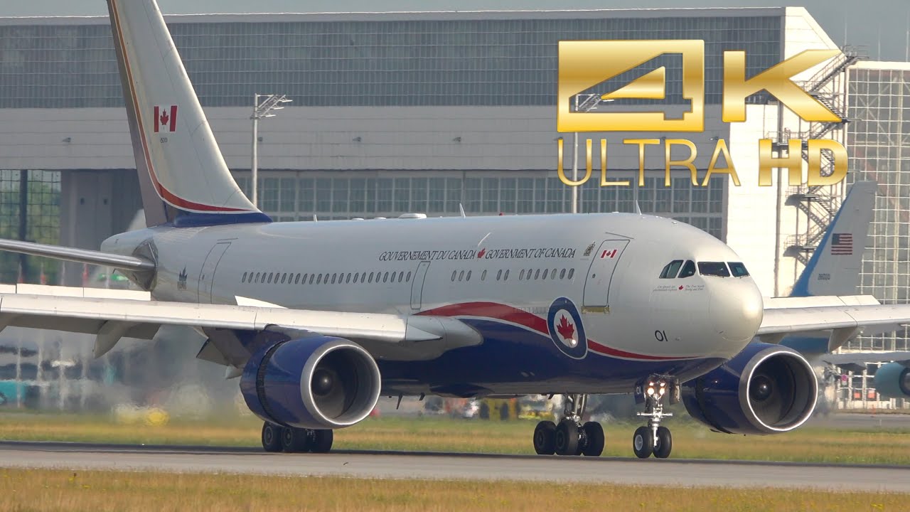 (4K) Government of Canada Airbus CC-150 Polaris A310-304 15001 arrival Munich Airport G7 Summit 2022