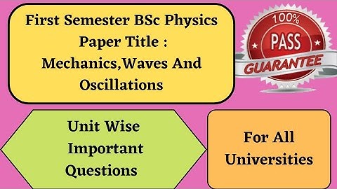 Degree 1st sem physics important questions *Mechanics,Waves And Oscillations* #bscphysics #semester1