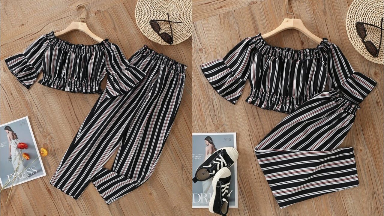 Baby Frilled Flounce Sleeve Shirred Top With Paperbag Shirred Waist Pant Cutting and Stitching