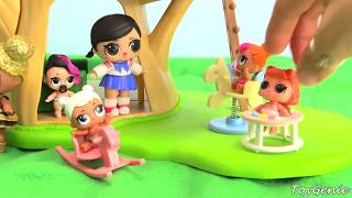 lol surprise dolls fight over pizza delivery and learn to get along toy video