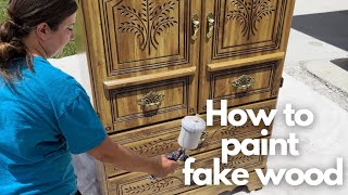 How to Paint Fake Wood Dresser - painting MDF &amp; Particle Board - Thrifted Dresser Makeover