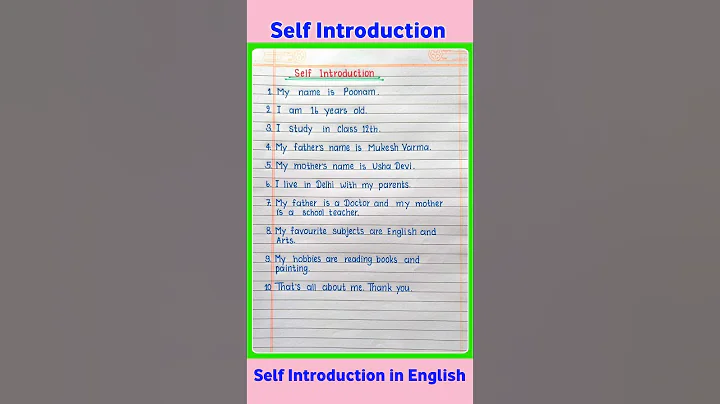 Self Introduction | How to Introduce Yourself | Self Introduction in English | 10 Lines on Myself