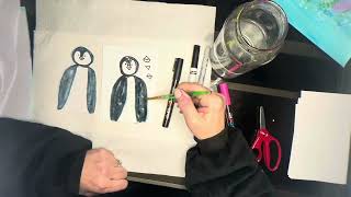 Penguin Cut Out Art Lesson K-5th grade