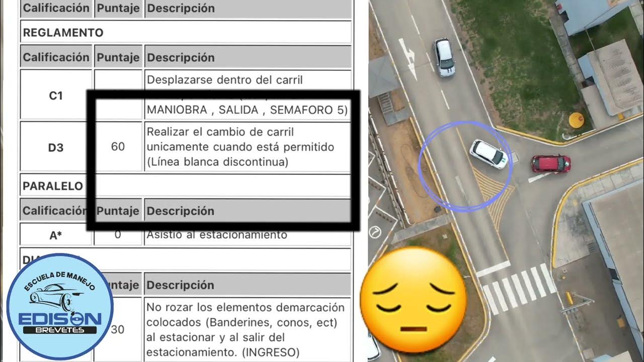 Examen de manejo A1 touring pisar línea amarilla central desapruebas