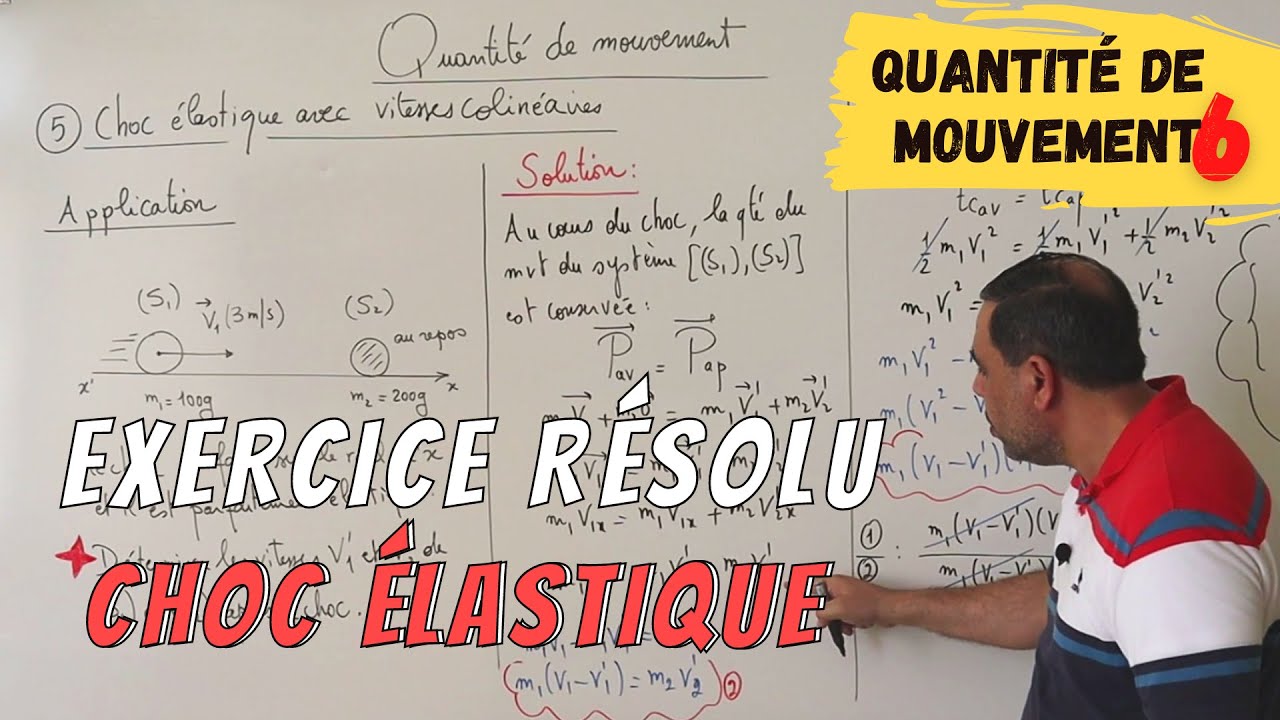 Quantité de mouvement 6 (SV & SG): Exercice d'application sur un choc parfaitement élastique.
