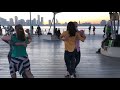 Tango dancing, during a pandemic, in Hudson River Park