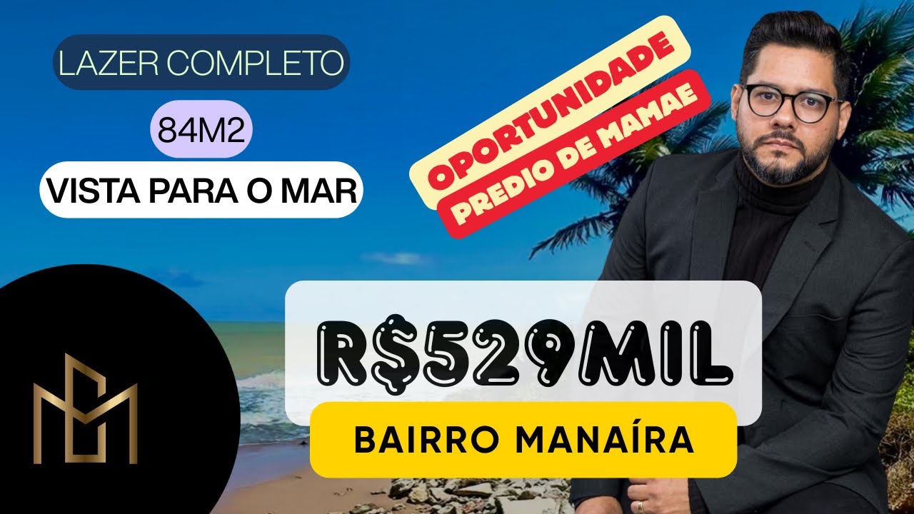 R$529mil Apartamento  em Manaíra andar alto, lazer completo, elevador, vista mar João Pessoa 