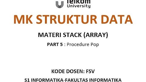 STRUKTUR DATA Materi STACK representasi ARRAY part 5 Pop
