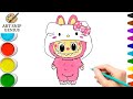 💖 HELLO KITTY x LABUBU 😍 | Cute & Funny Drawing Tutorial for Kids