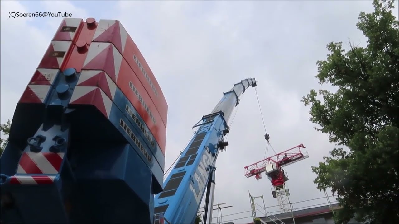 KRANDIENST LANGE - LIEBHERR LTM 1450-8.1 bei der Demontage eines TEREX CTT 202, Teil 1