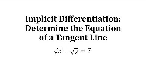 Implicit Differentiation: Determine the Equation of the Tangent Line: x^(1/2)+y^(1/2)=7