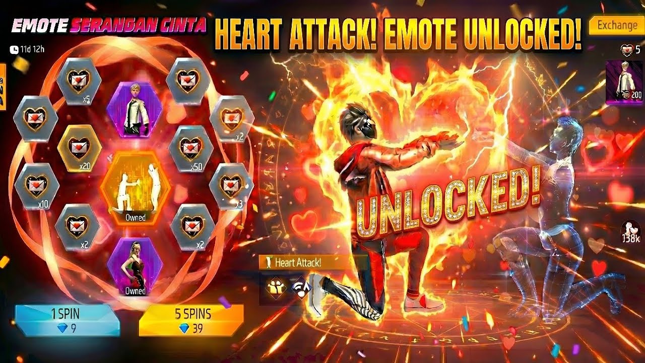 FF Indonesia Server, Spin Unlocked Heart Attack Duo Emote, Free Fire
