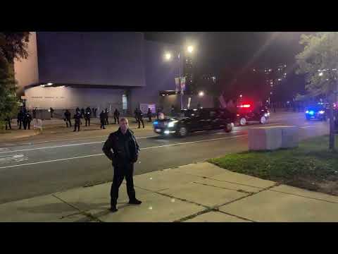 President Trump's motorcade arrives in downtown Syracuse