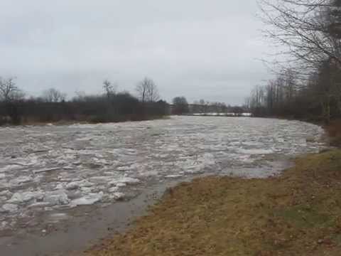 Ice flows in the Stewiacke River. Nova Scotia.