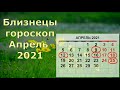 Близнецы гороскоп на апрель 2021
