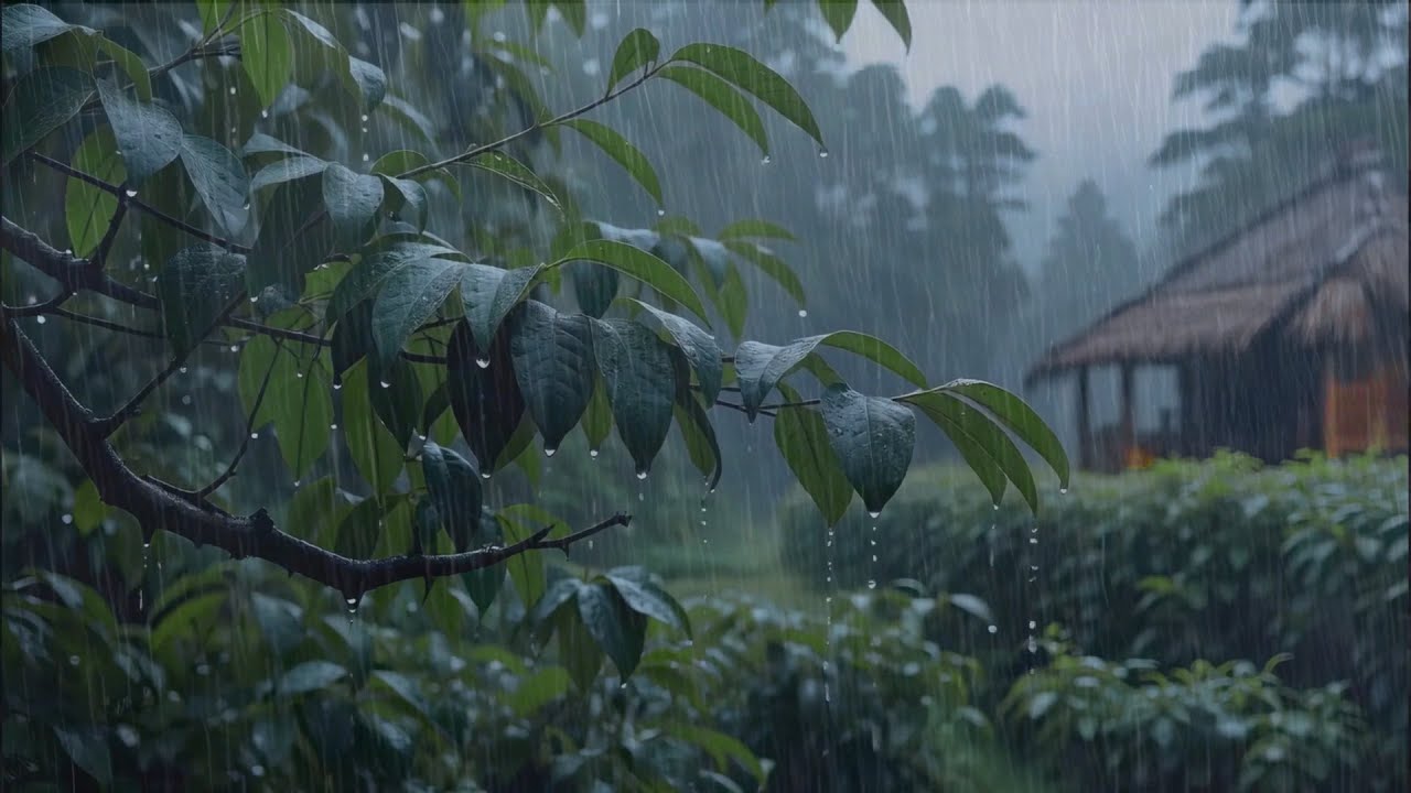 Реальные ночные звуки дождя по лесным листьям для глубокого сна и расслабления