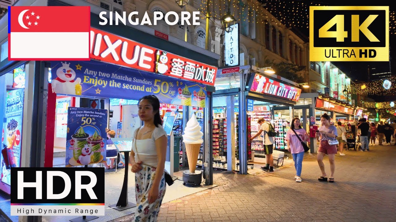 🇸🇬Singapore 4k walk - Downtown 4K Night Walking Tour｜4K 60fps
