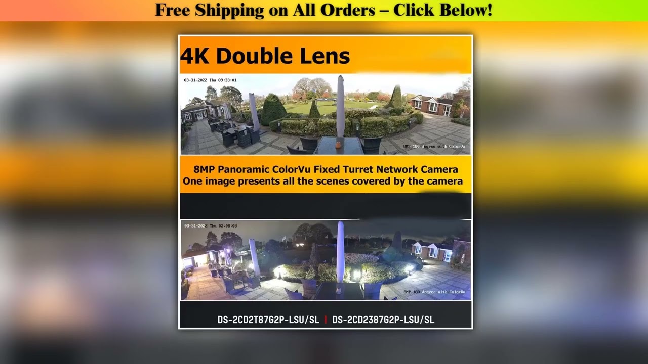 Hikvision 8MP Panoramic ColorVu Turret IP Camera DS-2CD2387G2P-LSU/SL 4K Security Double Lens