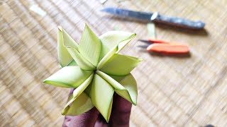 How to make palm  design flower (coconut leaf)