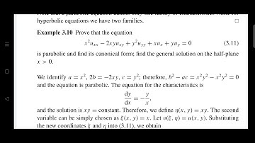 canonical form - parabolic equations