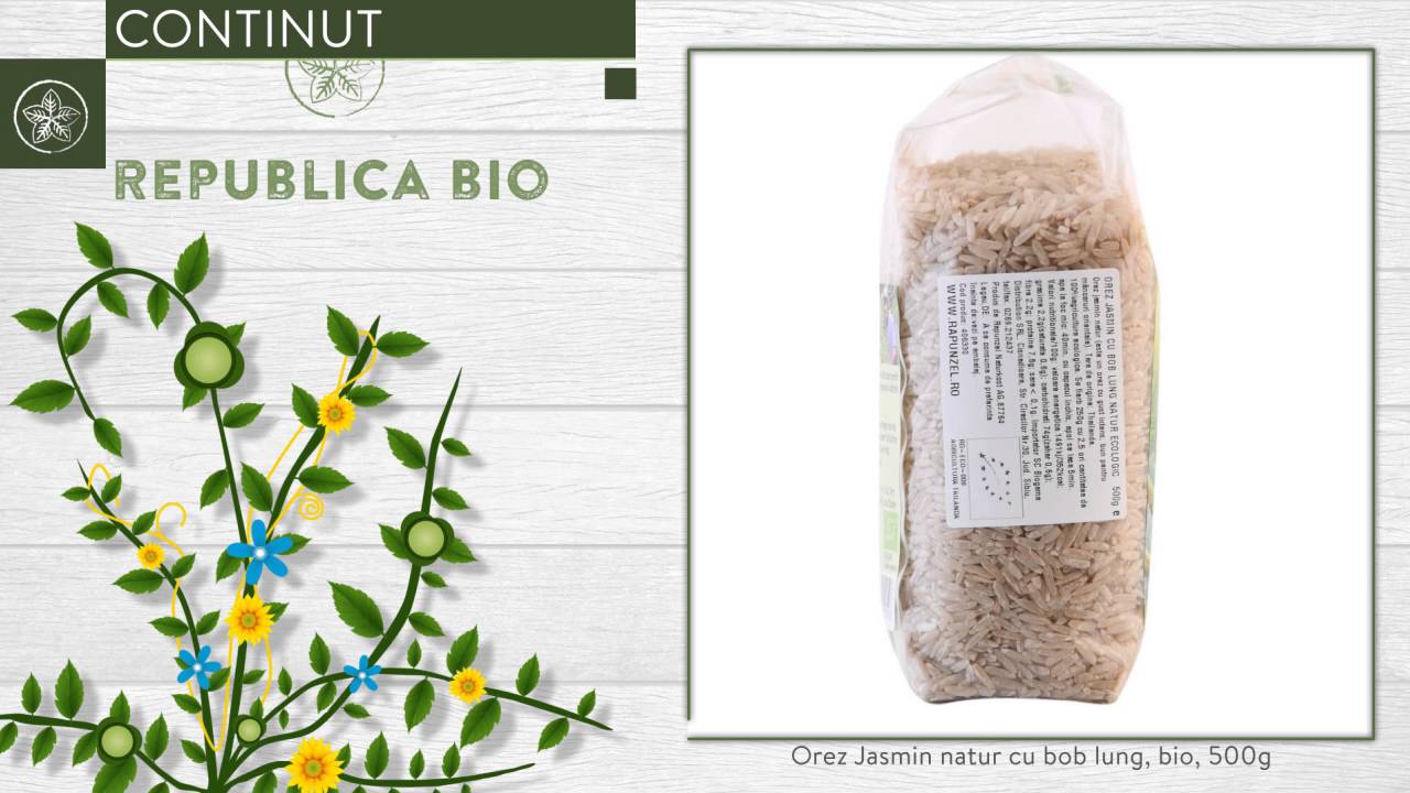 Orez Jasmin natur cu bob lung, bio, 500g