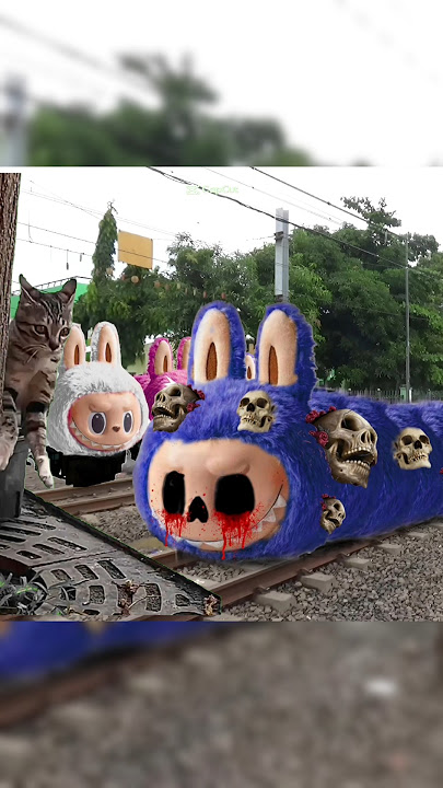 kucing ketakutan ada kereta api labubu jepang dan labubu biru