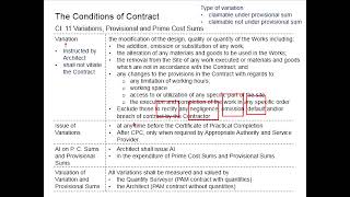 3.11 Variations, Provisional and Prime Cost Sums (PAM Contract 2018 Cl 11) Part 1