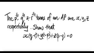 the pth, qth, & rth terms of an ap are x,y,z respectively.