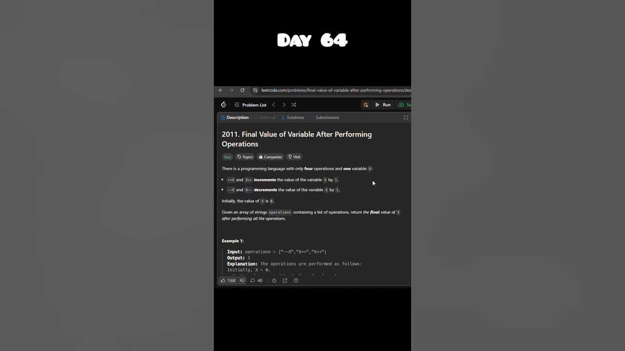 LeetCode 2011 | Final value of variable after performing operations ...